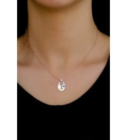 Sedefli Balık Tasarım Rose Hayalet Gümüş Kolye