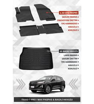 Sahler Chery Tiggo 7 Pro / Max 2022+ Uyumlu 4.5D Premium Havuzlu Paspas ve Liner Marka 3D Bagaj Havuzu