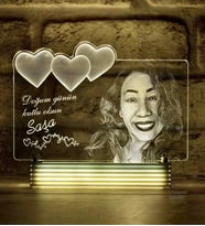 Kadın Arkadaşa Doğum Günü Kişiye Özel Fotoğraflı Hediye 3D Lamba (Beyaz)