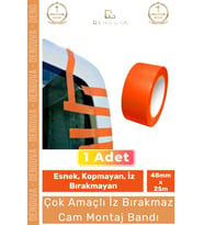 #MontajBandı Turuncu PVC İz Bırakmaz 50MM 30 Metre Oto Ev Ofis Cam Montaj Sabitleme Bandı 1 Adet
