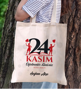 BK Gift Kişiye Özel Öğretmenler Günü Tasarımlı Kanvas Bez Çanta- 12, Öğretmene Hediye, Öğretmenler Günü