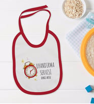 BK Kids Kişiye Özel Uyandırma Servisi Tasarımlı Kırmızı Bebek Mama Önlüğü-1