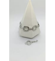 Geometrik Halka Detaylı Silver Zincir Bileklik (17+2 cm)