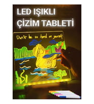 20x30 LED Işıklı Yazı Çizim Tahtası, 7 Keçeli Kalemli, Sihirli Çizim
