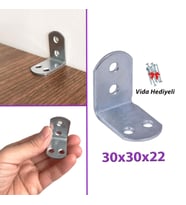 Mobilya Eşya Dolap Duvar Sabitleyici Köşe Bağlantı L Demir Gönye Deprem Güvenliği 30x30x22mm (Krom)