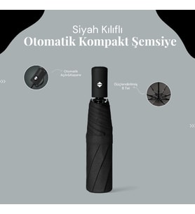 Siyah Kılıflı Otomatik Kompakt Şemsiye