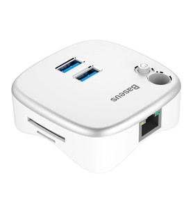 Baseus Çok Fonsiyonlu Notebook Adaptörü Hub Dual USB 3.0 RJ45 TF/SD-(5775) - HPSBYI4051-3680