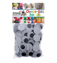 Oynar Göz Siyah 20 mm 50 li 1 Paket Oynayan Göz 20mm Hobi Tasarım Anasınıfı Kreş Etkinlik Elişi 