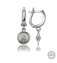 Swarovski Crystal Taşlı Gümüş Beyaz Sallantılı Kadın Küpe