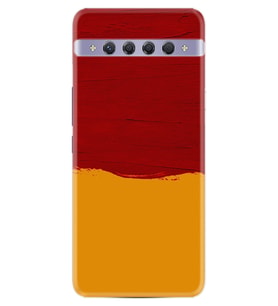Tcl 10 Plus Kılıf Excode Silikon Desen Özel Seri Sarı Kırmızı Boya 1708