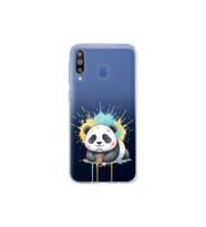 Samsung Galaxy M30 ile Uyumlu Splash Panda Tasarımlı Şeffaf Silikon Kılıf