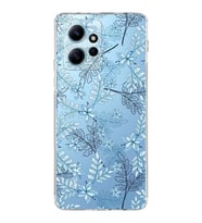 PrintiFy Xiaomi Redmi Note 12 4G Uyumlu Kamera Korumalı Floral Mavi Tasarımlı Şeffaf Kılıf