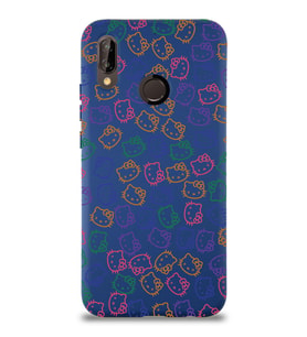 Xiaomi Redmi Note 7 Pro Uyumlu Lansman Kılıf Hello Kitty Tasarımlı İçi Kadife Kapak-Lacivert (Şeffaf)