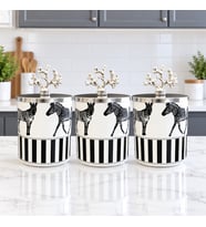 Baharatlık Silindir 3 lü Set Kahve Köşesi Zebra At Desenli 750 ml Mercan GÜMÜŞ