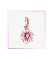 Gümüş Pembe Papatya Sallantılı Charm