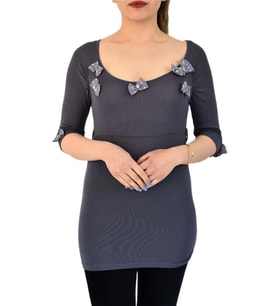 Kadın U Yaka Kadın Sweatshirt PG-3698 (Füme)