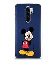 Xiaomi Redmi Note 8 Pro Soft Premier Kapak Mickey Mouse-B Tasarımlı Silikon Kılıf - Lacivert (Şeffaf)
