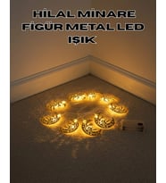 Dekoratif Minareli Hilal LED Işık Metal Gövdeli Ramazan Aydınlatma