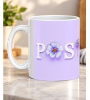 Positive Yazılı Çiçekli Mor Motivasyon Sözlü Sevdiklerinize Hediye Porselen Kupa Bardak