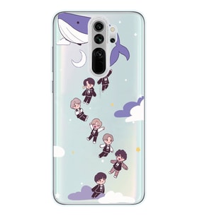 Redmi Note 8 Pro Uyumlu Sevimli BTS Karakterler Tasarımlı Şeffaf Telefon Kılıfı