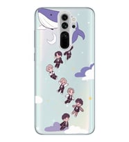 Redmi Note 8 Pro Uyumlu Sevimli BTS Karakterler Tasarımlı Şeffaf Telefon Kılıfı