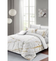 Çift Kişilik Nevresim Takımı Sık Dokuma Pamuk Saten 3d Özel Tasarım Marble Shiny