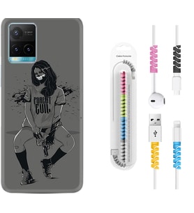 Vivo Y11S Y21S Y20 Y20S Y70 Kılıf Kablo Koruma Spiral Silikon Purest Evil 1627