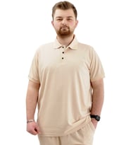 Mode XL Büyük Beden Erkek Tişört Polo Yaka JAKAR U24337 Bej