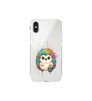 iPhone XS ile Uyumlu Splash Kirpi Tasarımlı Şeffaf Silikon Kılıf