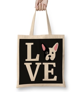 Love My French Bulldog Bez Çanta Uzun Saplı