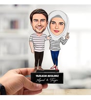 Kişiye Özel Karikatürlü Harika Çiftler Sevgiliye Hediye Biblosu