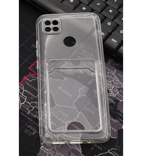 Xiaomi Redmi 9C Uyumlu Kredi Kartlıklı Şeffaf Kılıf Kamera Korumalı (Renksiz)