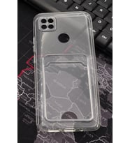 Xiaomi Redmi 9C Uyumlu Kredi Kartlıklı Şeffaf Kılıf Kamera Korumalı (Renksiz)