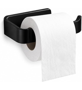 Banyo Siyah Lamalı Tuvalet Kağıtlığı, Hem Yapışkanlı Hem Vidalı Montajlı WC Kağıt Askılığı, Açık Uç Tasarımlı Banyo Tuvalet Kağıdı Tutucu, Mat Siyah Modern Kağıtlık