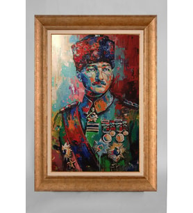 Altın Varaklı Paspartulu Çerçeveli Atatürk Tablo sd328