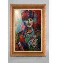 Altın Varaklı Paspartulu Çerçeveli Atatürk Tablo sd328
