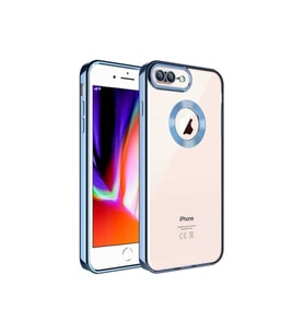 Apple iPhone 8 Plus Uyumlu Kılıf Kamera Korumalı Logo Gösteren Zore Omega Kapak (Açık Mavi)
