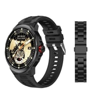 Kalobee SK50 1.93" Amoled Ekran 52mm Silikon Metal Çift Kordonlu BT Çağrı Destekli Akıllı Saat (Siyah)