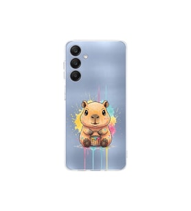 Samsung Galaxy A25 ile Uyumlu Splash Kapibara Tasarımlı Şeffaf Silikon Kılıf