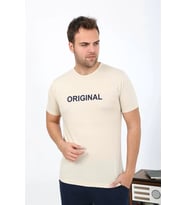 Erkek Kısa Kol Penye Pijama Takımı Krem