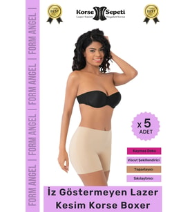 #Korse İz Göstermeyen Kaymaz Basen Toparlayıcı Şekillendiren Lazer Kesim Korse Boxer - 5 Adet (Ten)