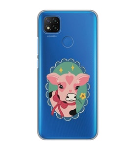 Xiaomi Redmi 9C / 10A Uyumlu İnek Tasarımlı Şeffaf Telefon Kılıfı