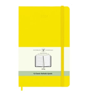 VICTORIA'S JOURNALS 9159 13x21cm ESNEK KAPAK LASTİKLİ CEPLİ CLASSIC  HAFTALIK AJANDA - SARI