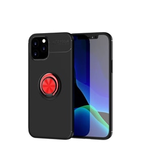 Apple İphone 12 Kılıf Range Yüzüklü Silikon - Siyah-kırmızı