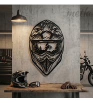 Metla Metal Motocross Kaskı Rider Modern Metal Duvar Tablosu Garaj Ofis Dekorasyon Erkek Hediye