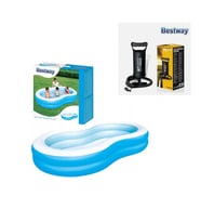 Şişirme POMPALI, Bestway 54117 Jumbo Oval Renkli Aile Havuzu SETİ