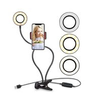 Esnek Kollarlı Cep Telefonu Selfie Işık Tutucu ve Klipsli Stand