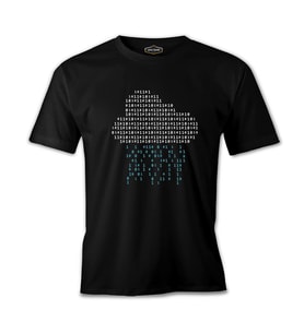 Cloud with Binary Code Numbers Siyah Erkek Tshirt