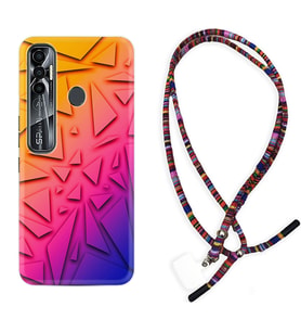 Tecno Spark 6 6 Go 8C 8 Pro 7 7 Pro Kılıf Boyun Asklı Rasta Silikon Üçgenler 1635