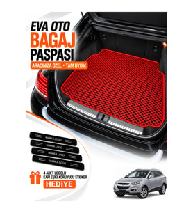 HYUNDAİ İX35 (2009-2015) Uyumlu EVA Bagaj Paspası Araca Özel Kırmızı